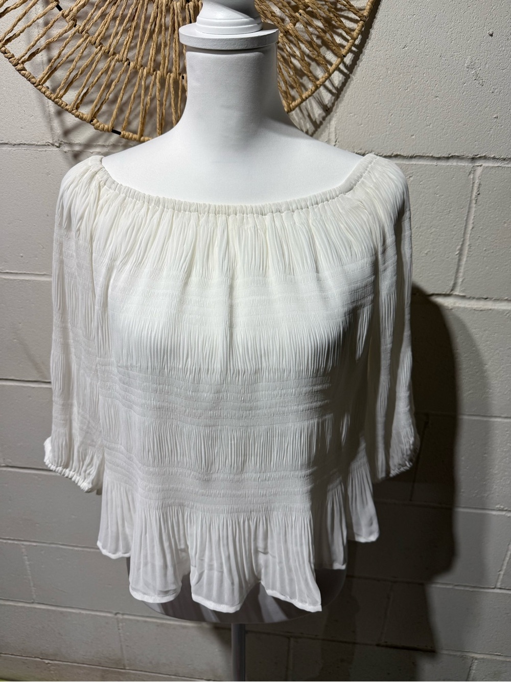 Express White Off-Shoulder Peasant Blouse